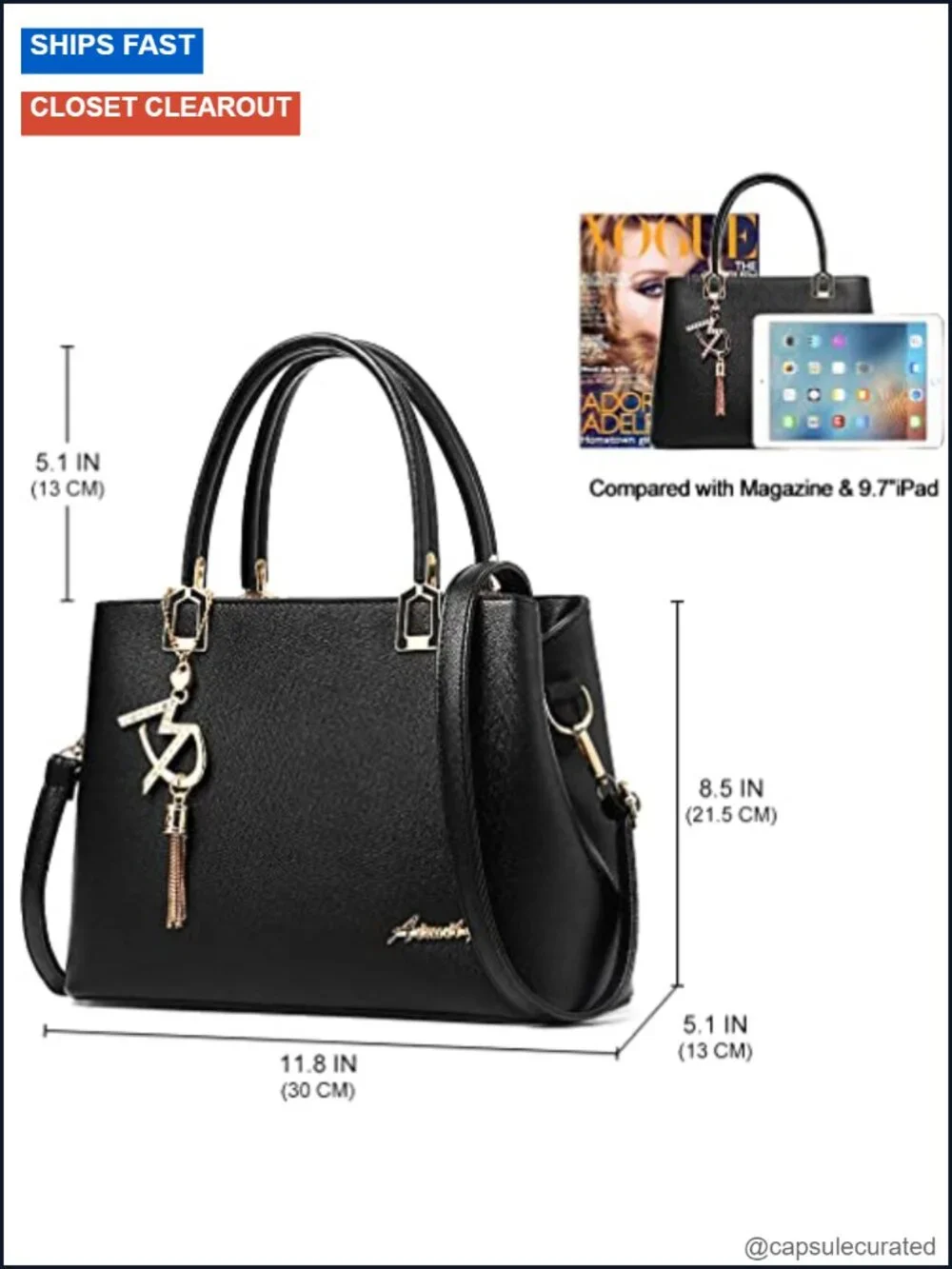 Faux Leather Satchel Tote Women's Handbag Shoulder Bag Purse